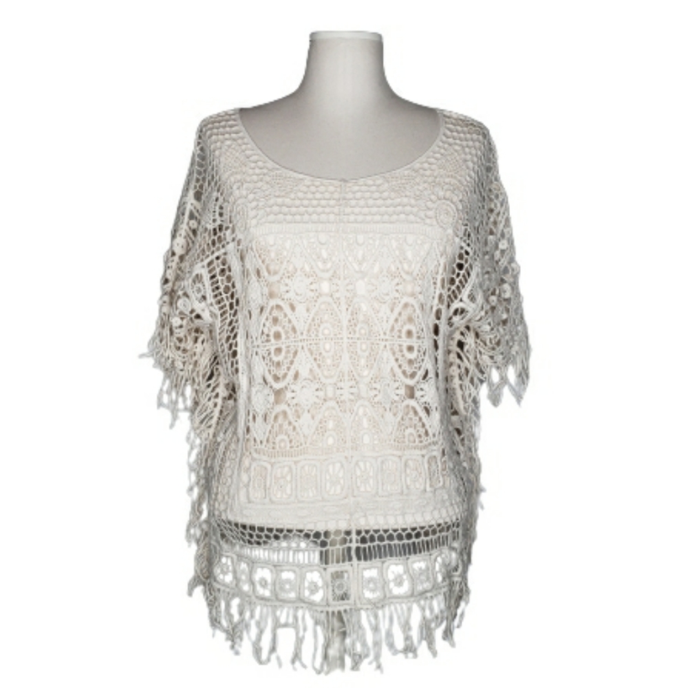 Anthropologie Angel of the North Sayulita Crochet Fringe Pullover Top